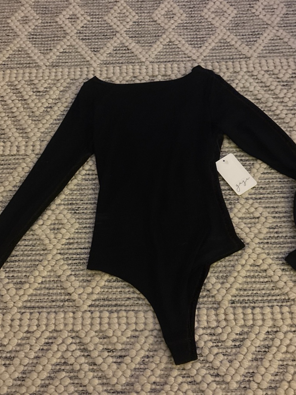 Women's Black Long-Sleeve Scoop Bodysuit